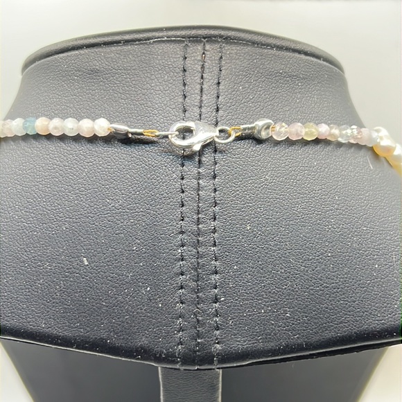 ROSE QUARTZ, MOONSTONE, MORGANITE, PINK AB CRYSTAL, AND STERLING NECKLACE 17” - Picture 2 of 15